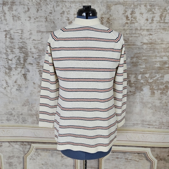 Vintage 1970s Pullover Striped Top Women's S vtg 70s Academia Hippie Mod Raglan - Picture 1 of 5